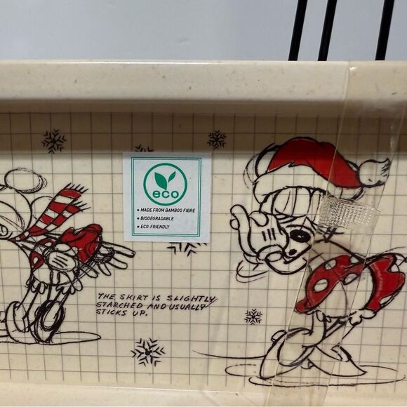 Disney Minnie and Mickey Mouse Bamboo Sketchbook Christmas Trays Set of 2 NWT - Picture 5 of 11